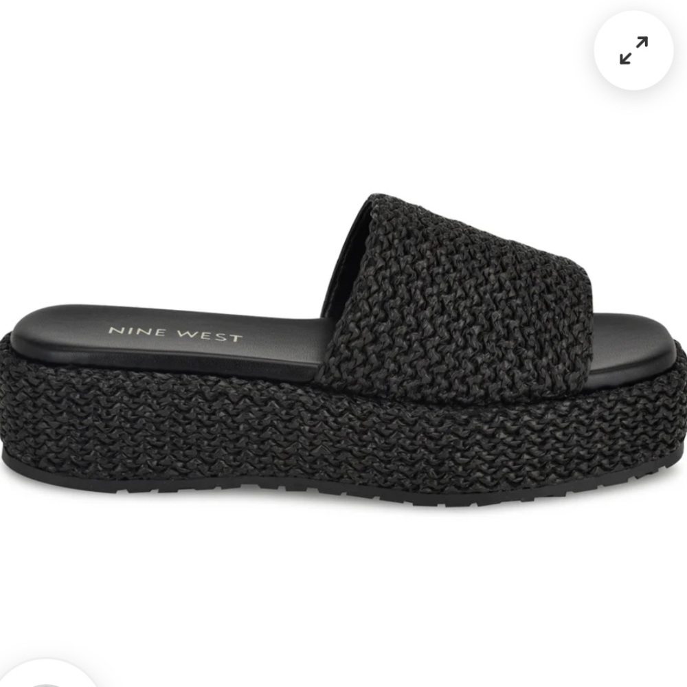 Nine West Black Platform Woven Slides
